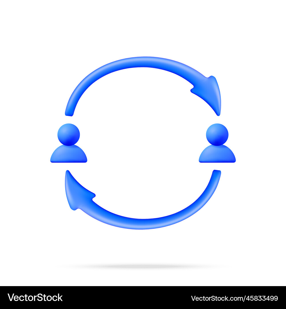 3d user sync or switch symbol 3d user sync or switch symbol vector image