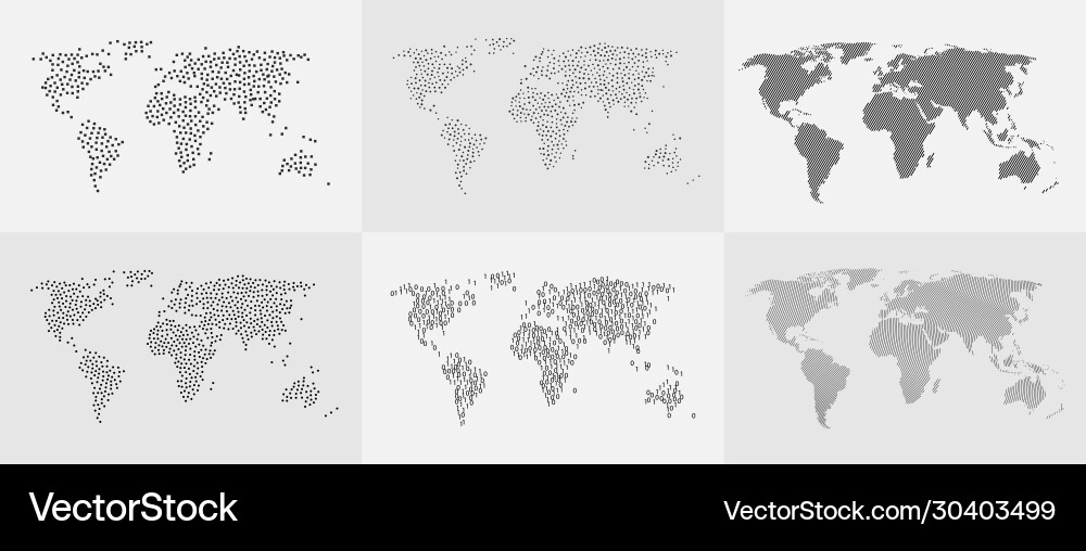 Abstract dot lines and binary code world map vector image
