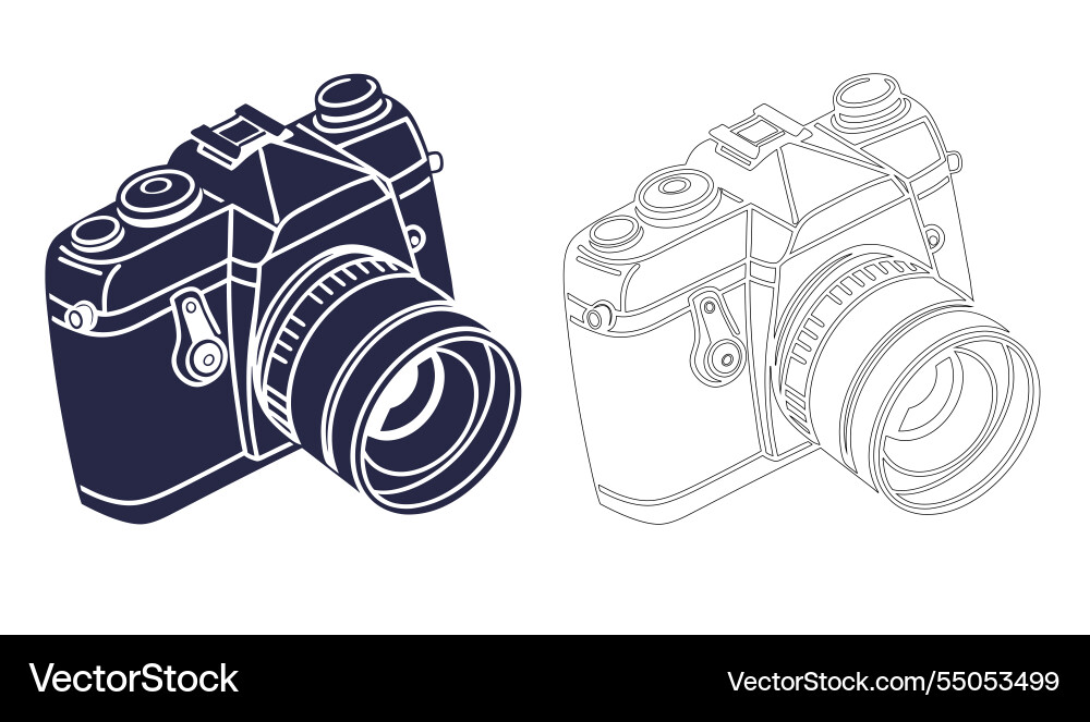 Camera icon with line and fill styles Vector Image
