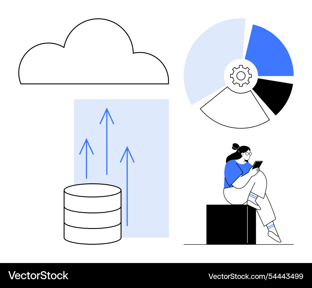 Cloud technology with data storage and analytics Cloud technology with data storage and analytics vector image