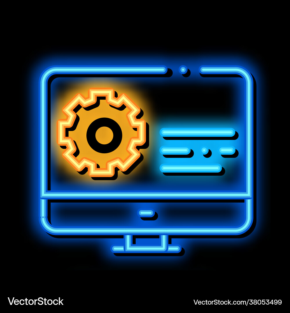 Getriebe auf dem Display Neon Glühsymbol Getriebe auf dem Display Neon Glühsymbol vektorbild