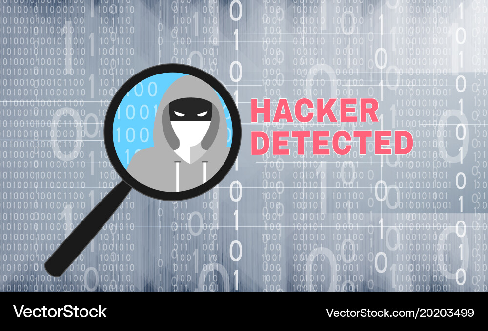 Hacker detected theme with magnifier vector image