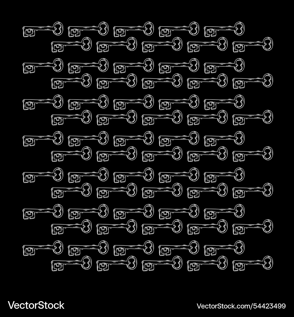 Lock key seamless pattern on black background Vector Image