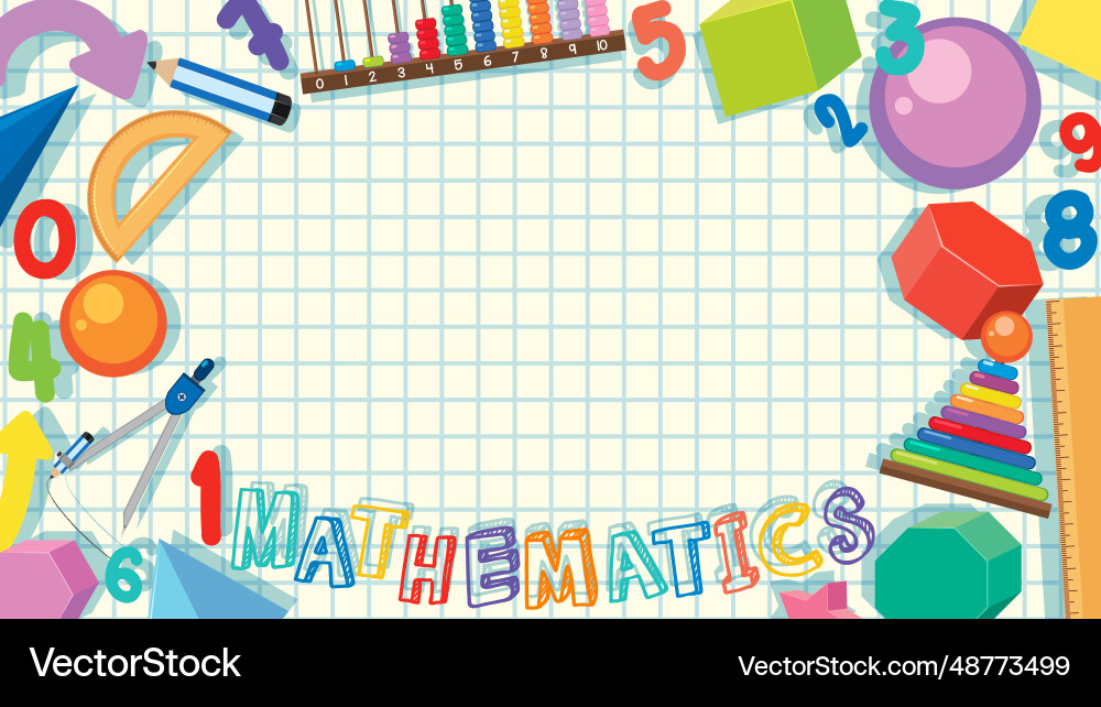 Math number and object element border Vector Image