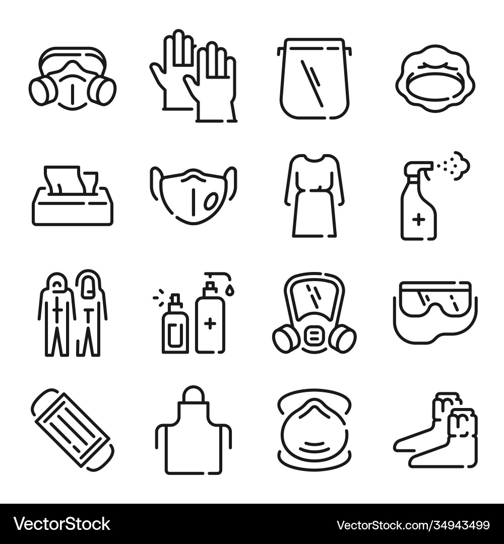 Medical PPE Protection Icons vector image