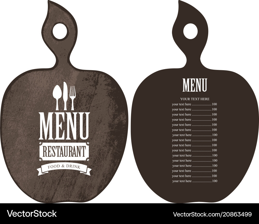 Menu in the form of cutting board with price list Menu in the form of cutting board with price list vector image