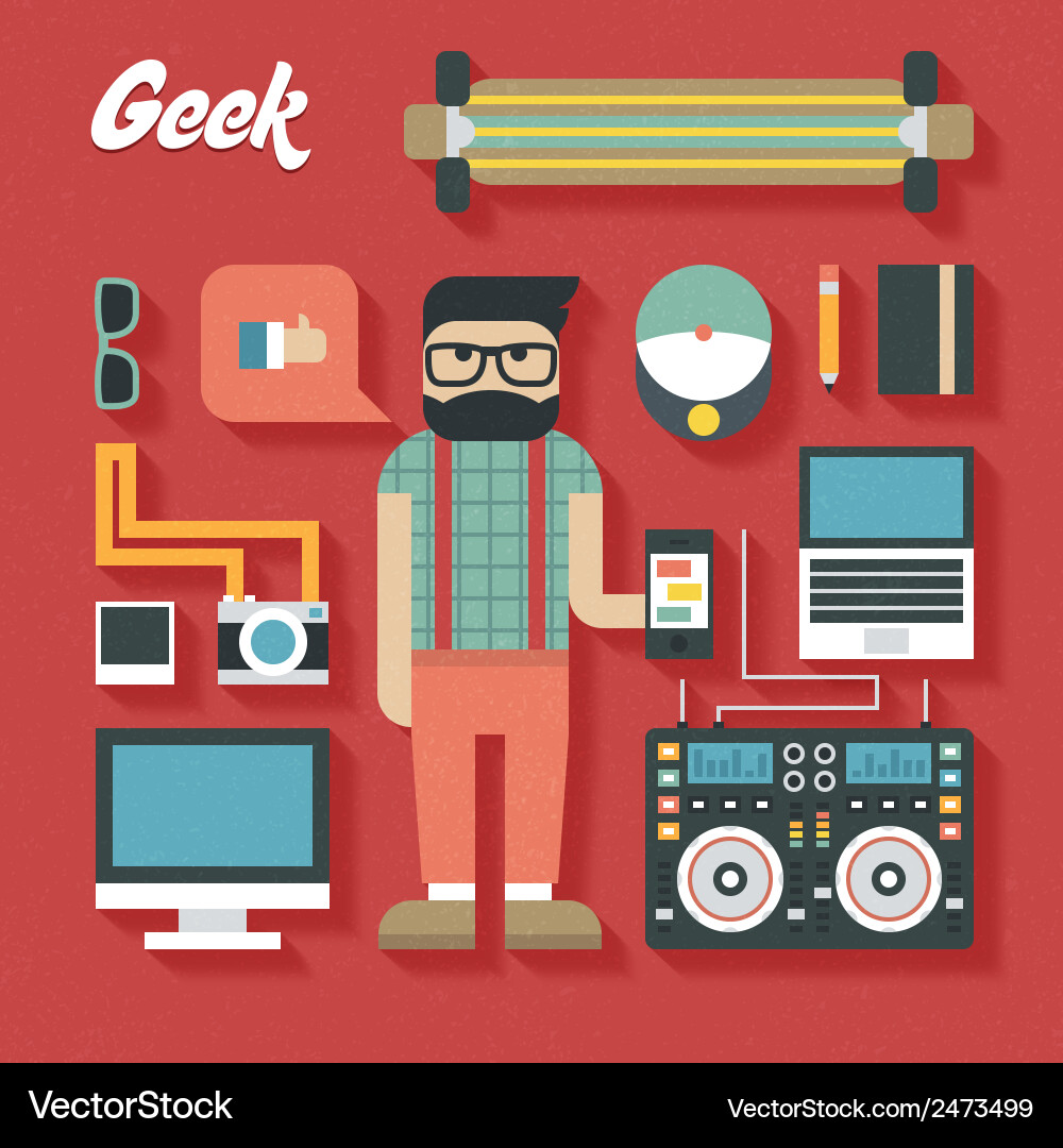 Modern Geek Icons Set vector image