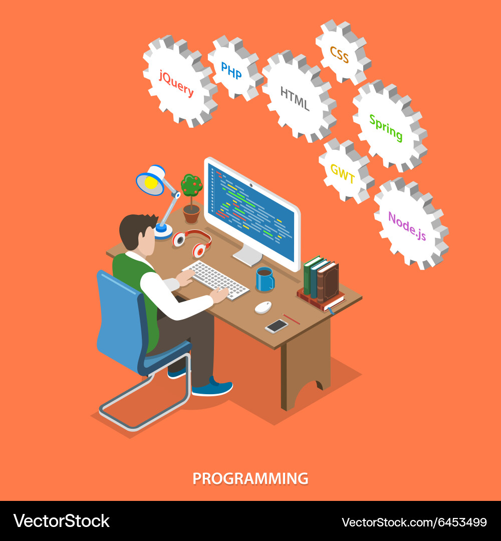 Modern Programming Isometric vector image