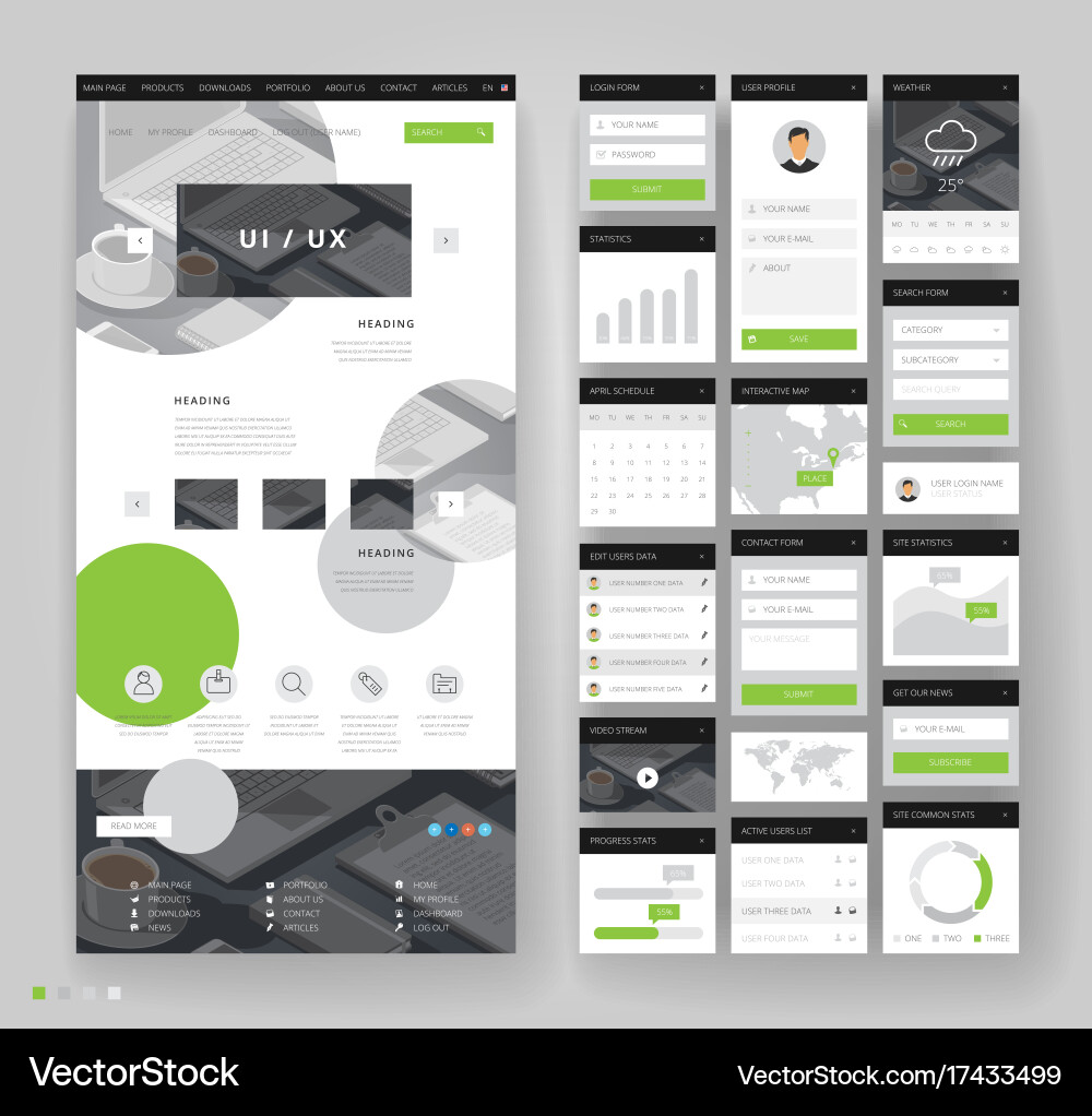Modern Website Interface Elements vector image
