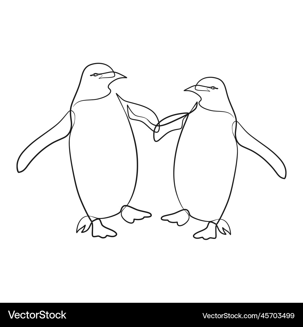 Penguin continuous one line art drawing Vector Image