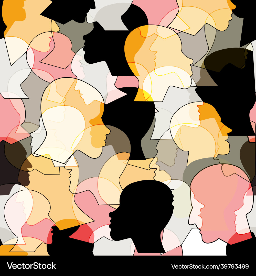 Seamless pattern of a crowd many different vector image