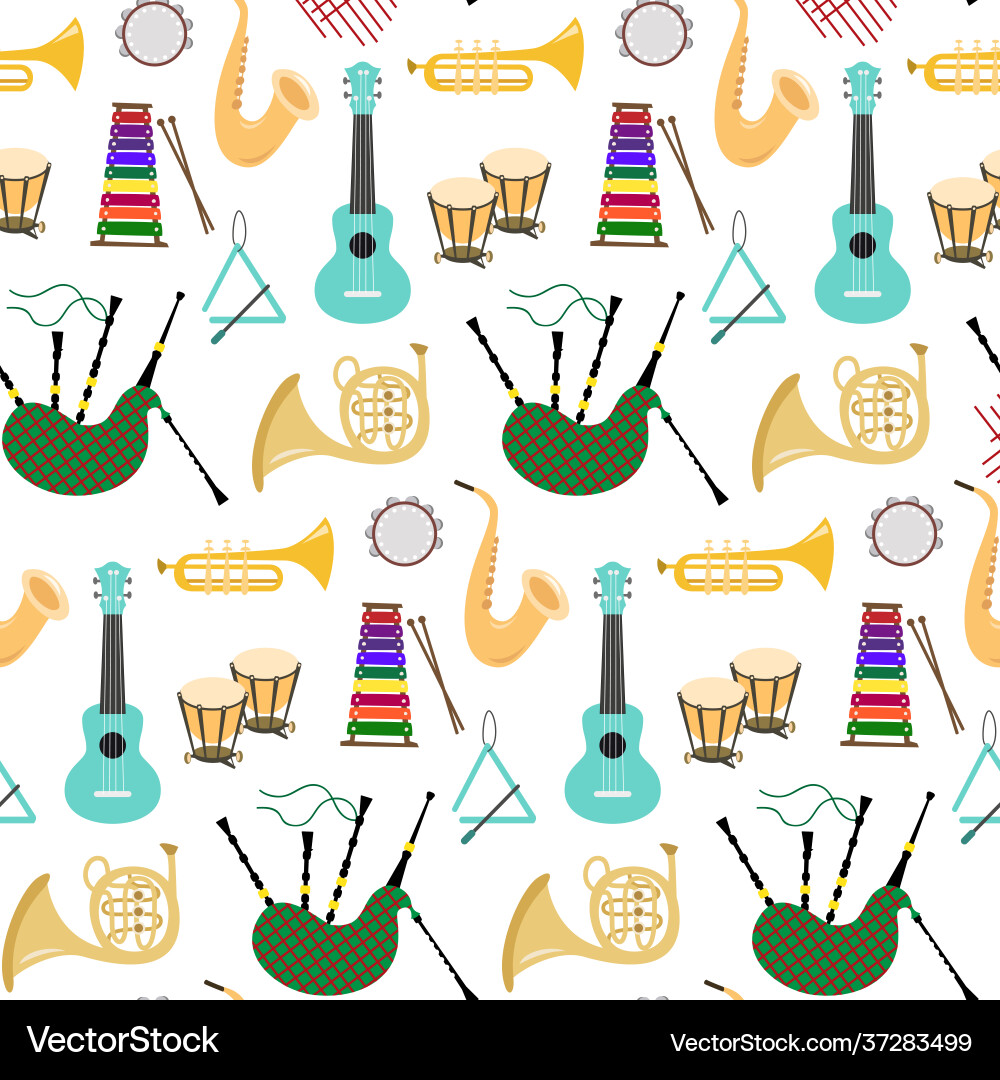 Seamless pattern with musical instruments Seamless pattern with musical instruments vector image