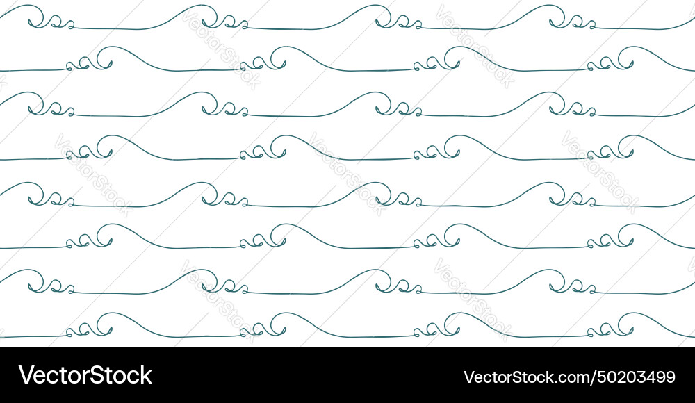 Seamless wave pattern drawn with one continuous Seamless wave pattern drawn with one continuous Vector Image
