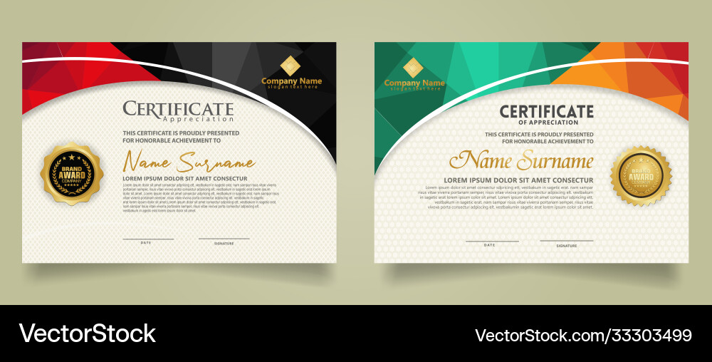 Set modern certificate template with triangle Set modern certificate template with triangle vector image