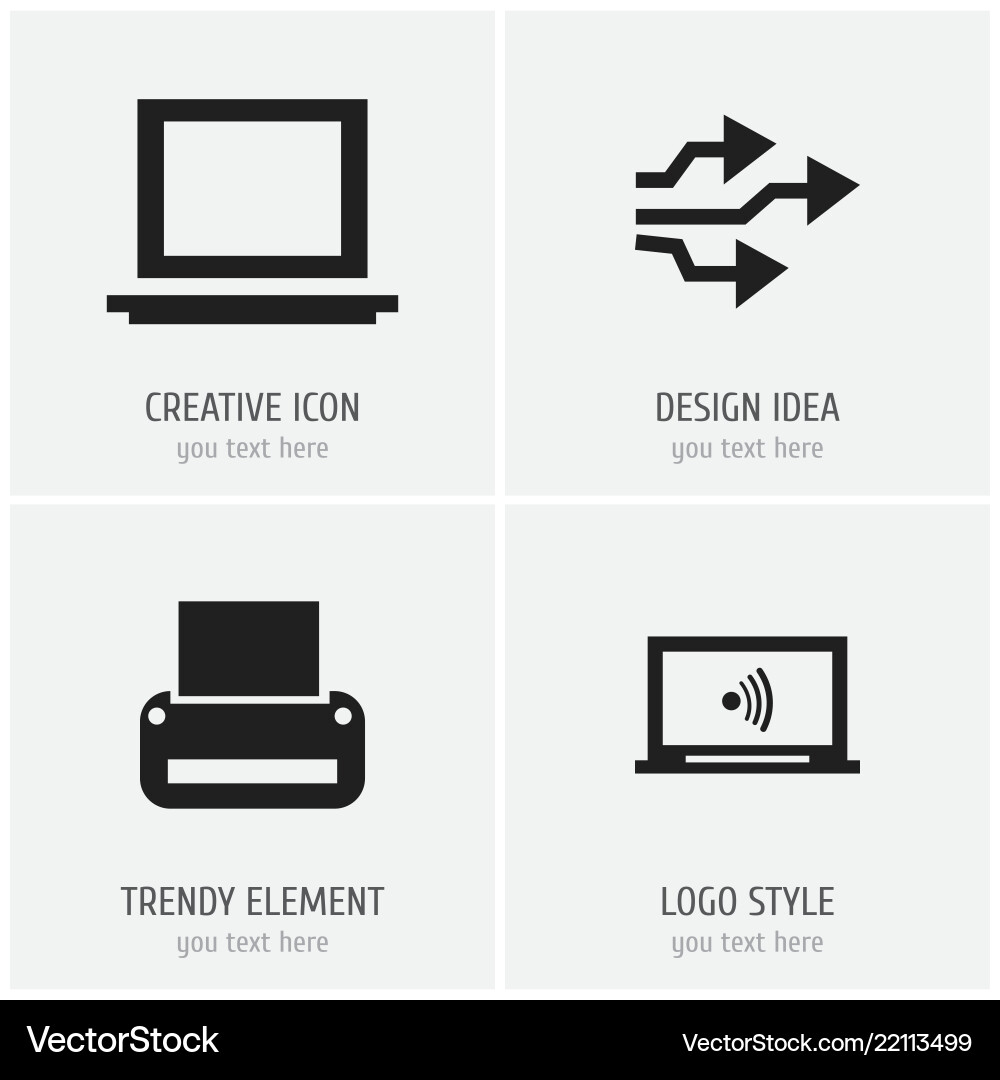 Set of 4 editable computer icons includes symbols vector image