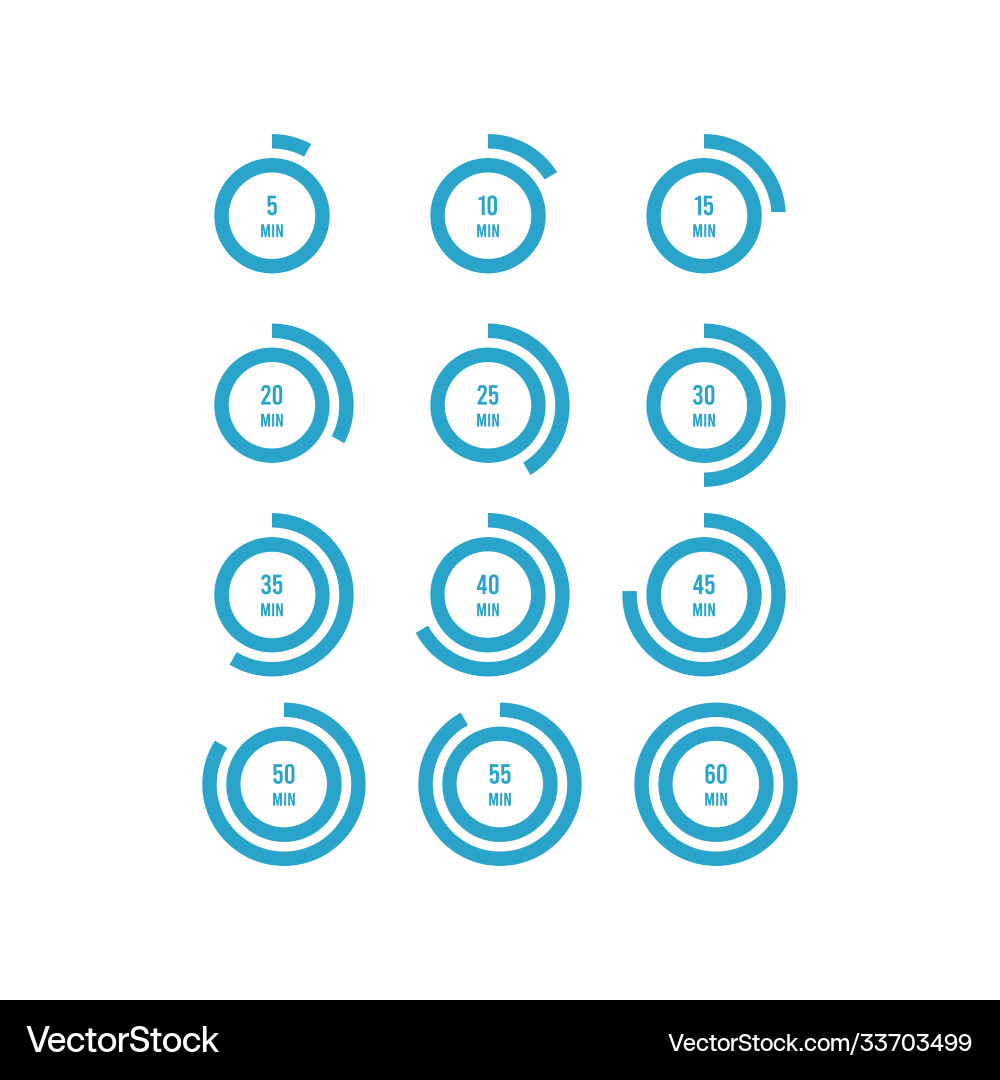 Set timers sign icon full rotation arrow timer Set timers sign icon full rotation arrow timer vector image