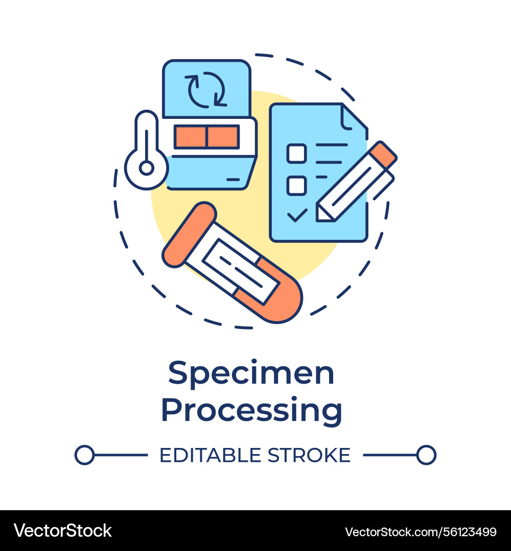 Specimen processing multi color concept icon Specimen processing multi color concept icon Vector Image