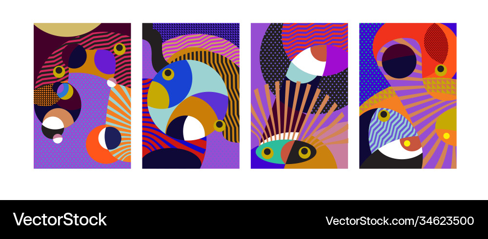 Abstract colorful geometric and curvy pattern Vector Image