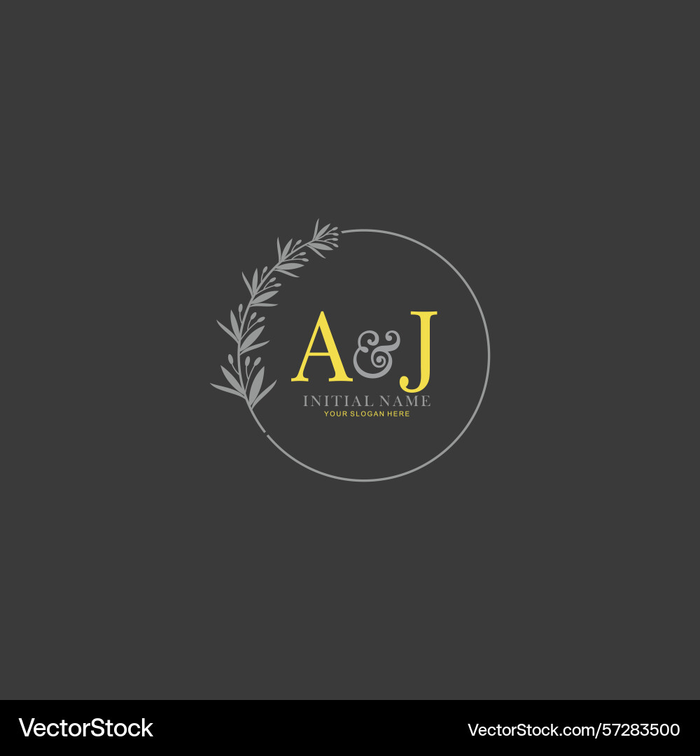 Aj initial logo templates with botanical elements vector image
