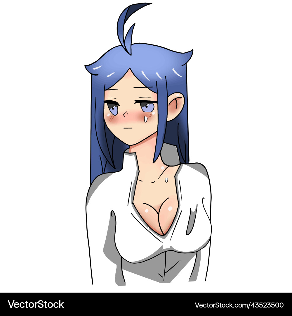Anime-Stil Mädchen mit einem tiefen Ausschnitt und blau Anime-Stil Mädchen mit einem tiefen Ausschnitt und blau vektorbild