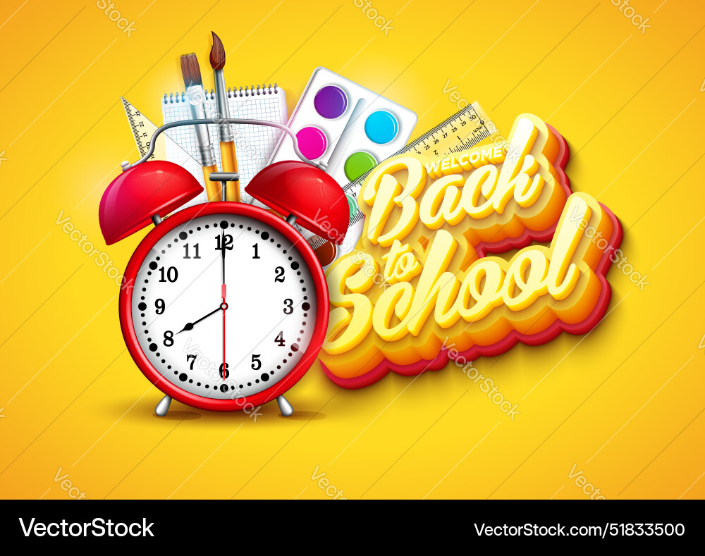 Back to school design with alarm clock Back to school design with alarm clock Vector Image