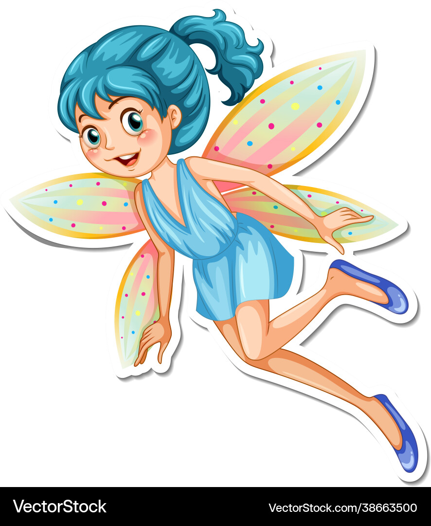 Beautiful fairy cartoon character sticker Beautiful fairy cartoon character sticker vector image