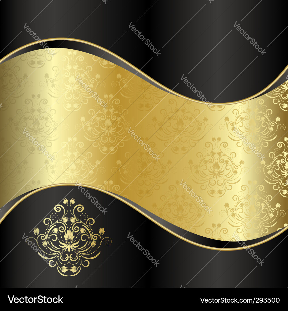 Black and Gold Floral Background Vector Image