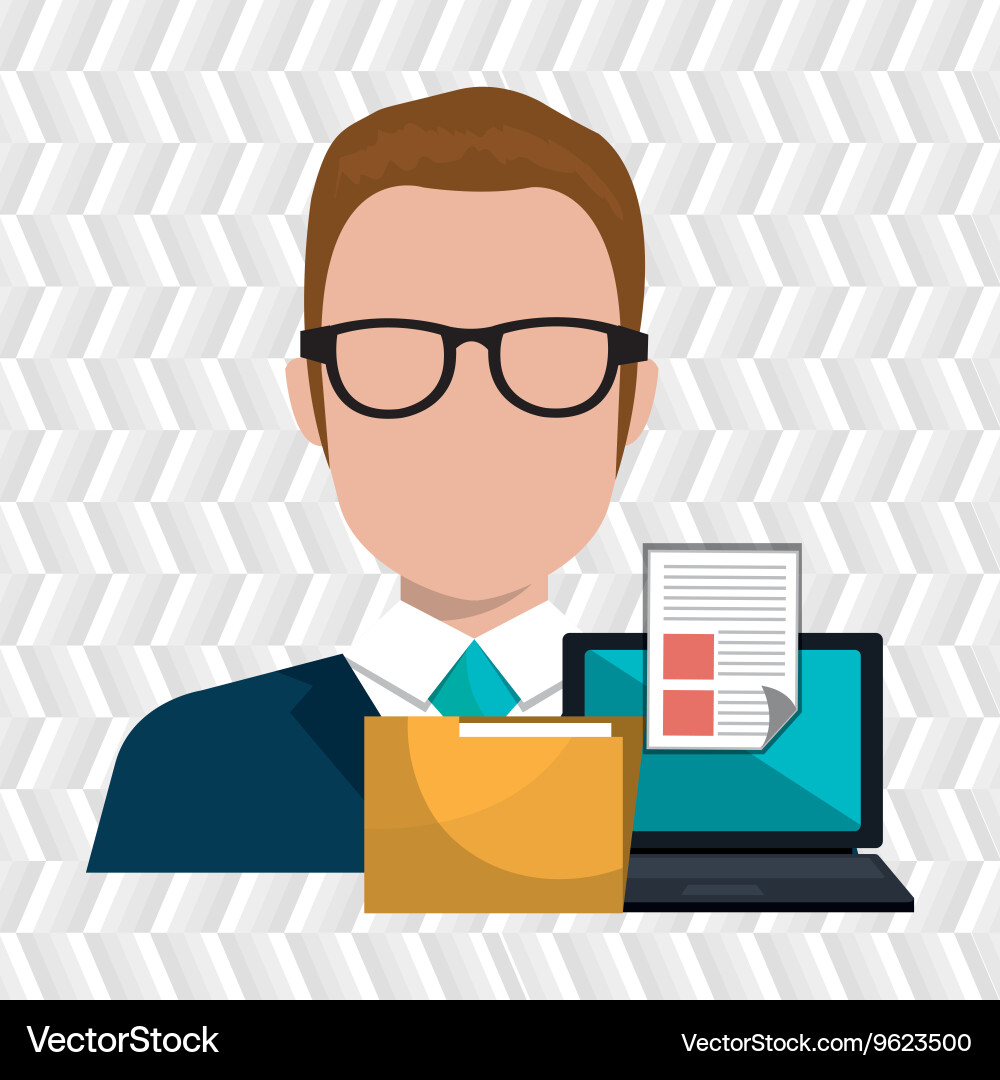 Computer user filing documents isolated icon Vector Image
