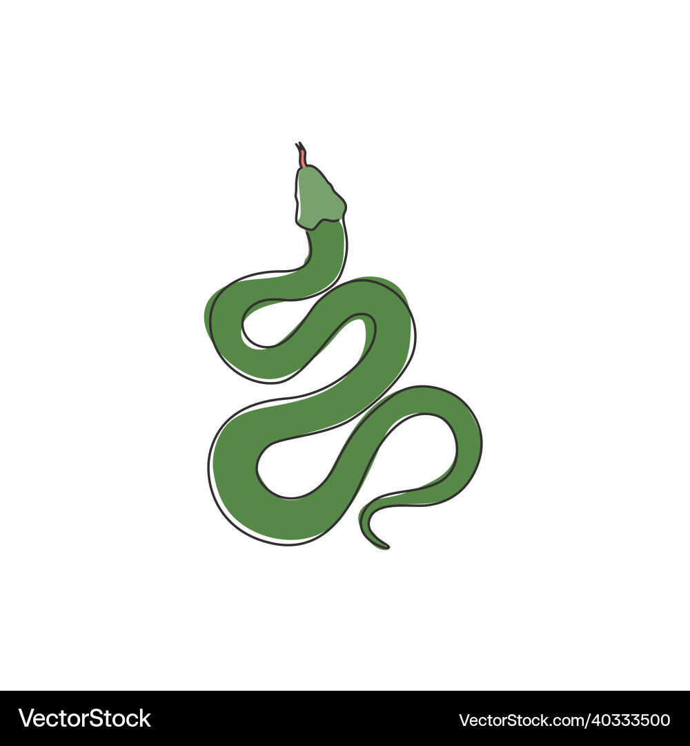 Continuous Line Snake Icon vector image