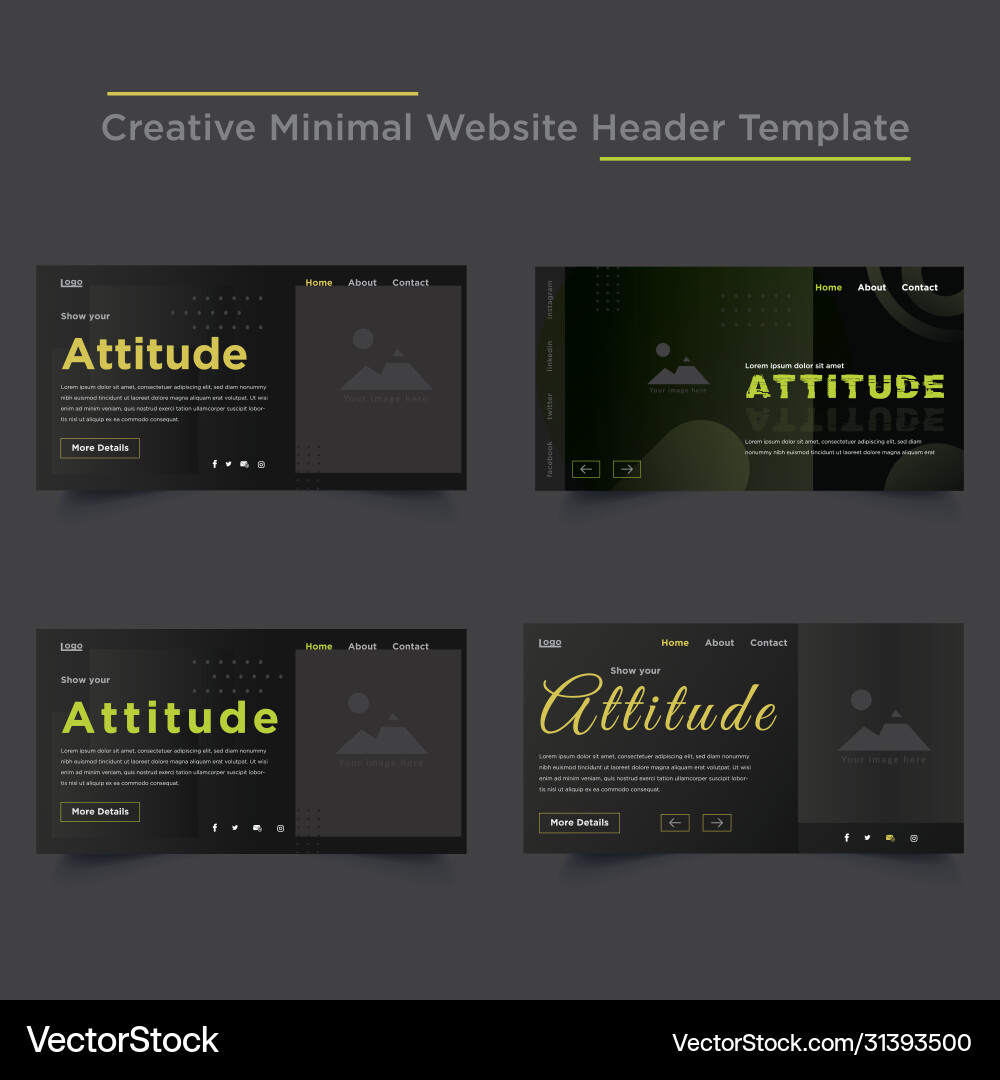 Creative minimal website header templates design vector image