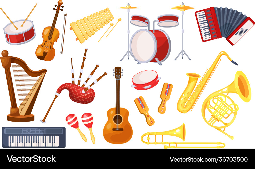Diverse Musical Instruments Set vector image