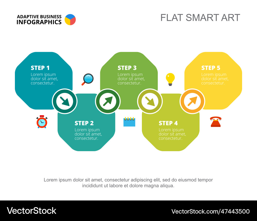 Five steps development slide template Five steps development slide template vector image