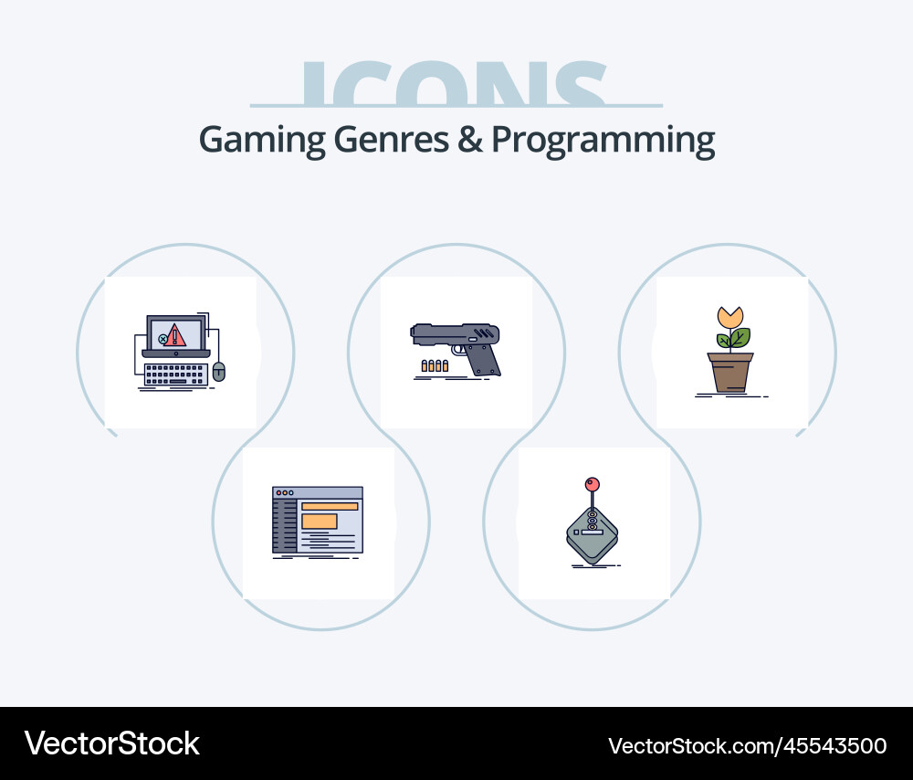 Gaming genres and programming line filled icon vector image