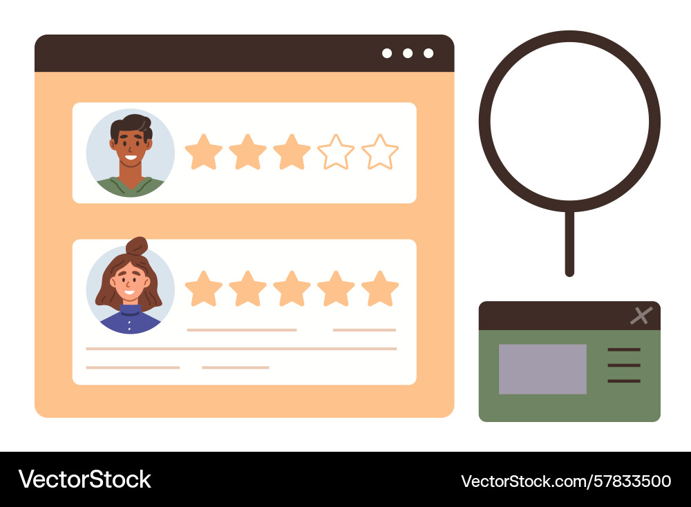 Online review system with user ratings and search Vector Image