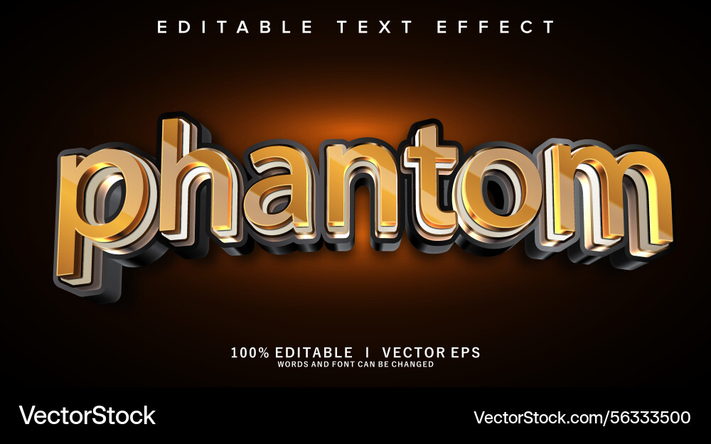Phantom 3d text effect with modern style design vector image
