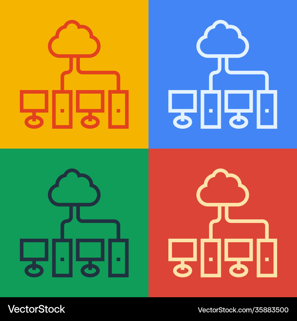 Pop art line computer network icon isolated Vector Image