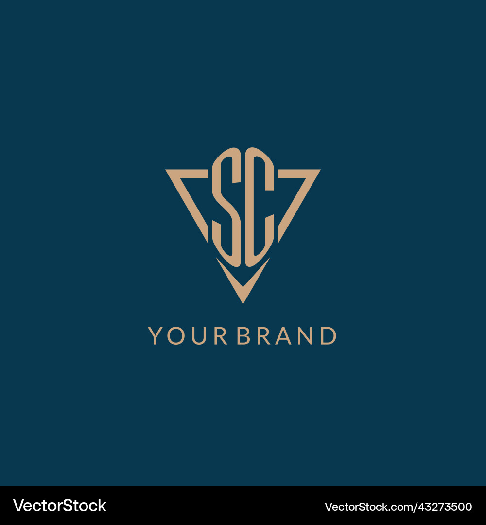 Sc logo initials triangle shape style creative vector image
