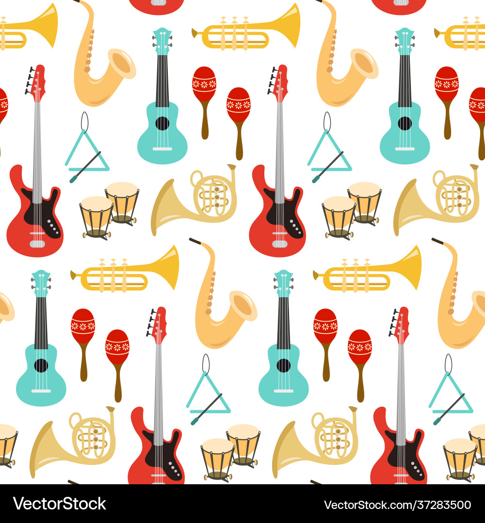 Seamless pattern with musical instruments Seamless pattern with musical instruments vector image