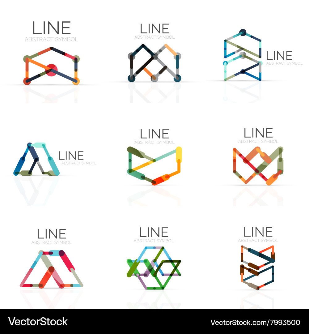 Set of linear abstract logos connected Vector Image