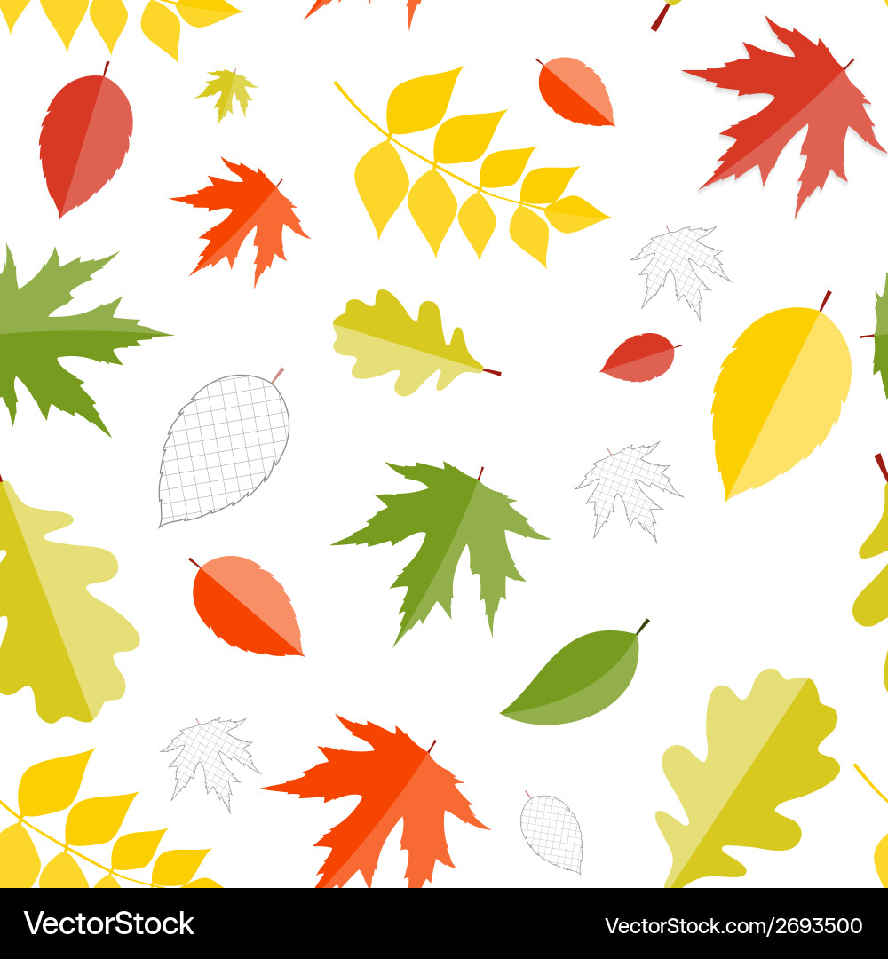 Shiny autumn natural leaves seamless pattern vector image