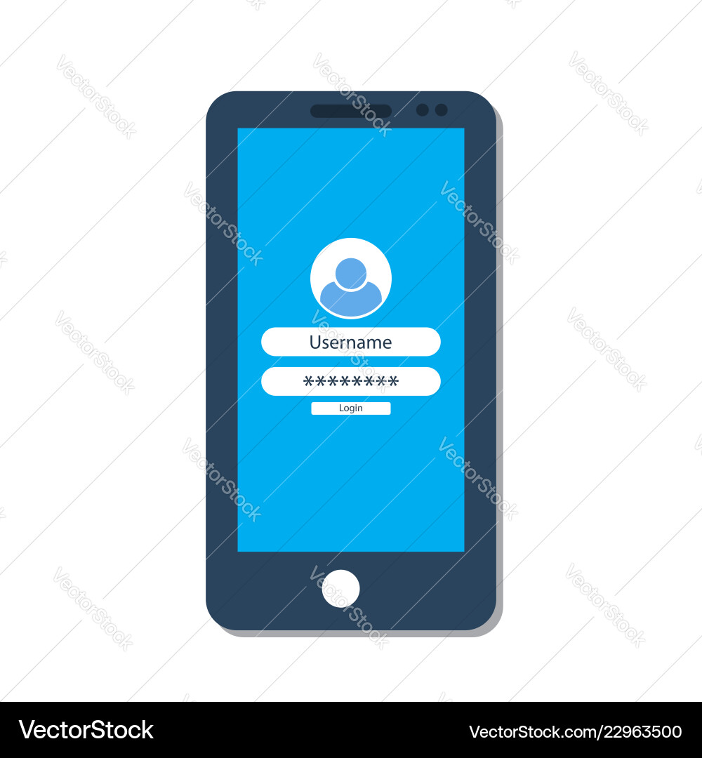 Smartphone with login form on the screen Smartphone with login form on the screen vector image