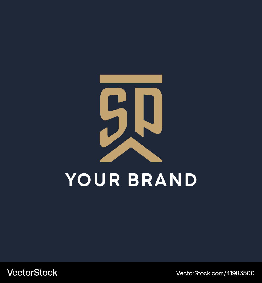 Sp initial monogram logo design in a rectangular Vector Image