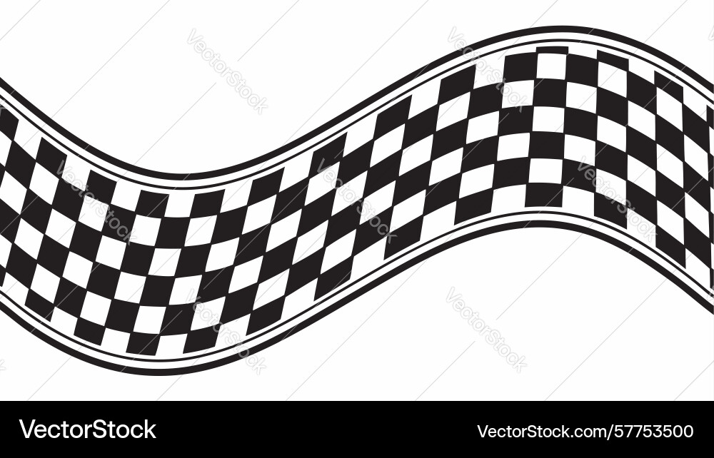 Wavy checkered flag pattern ribbon border design vector image