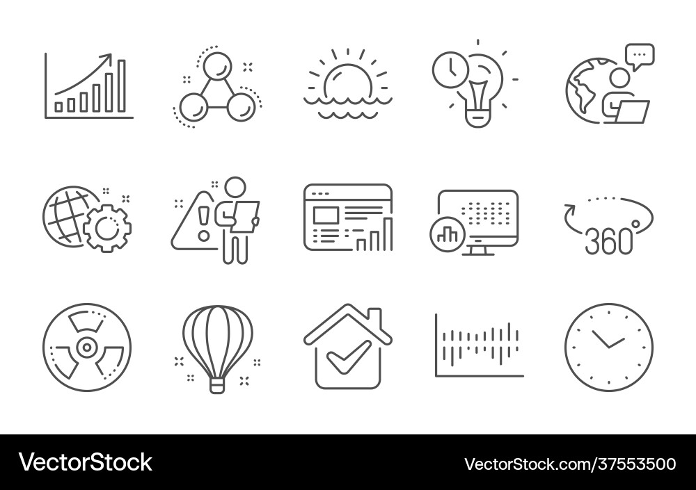Web report graph chart and sunset icons set Web report graph chart and sunset icons set vector image