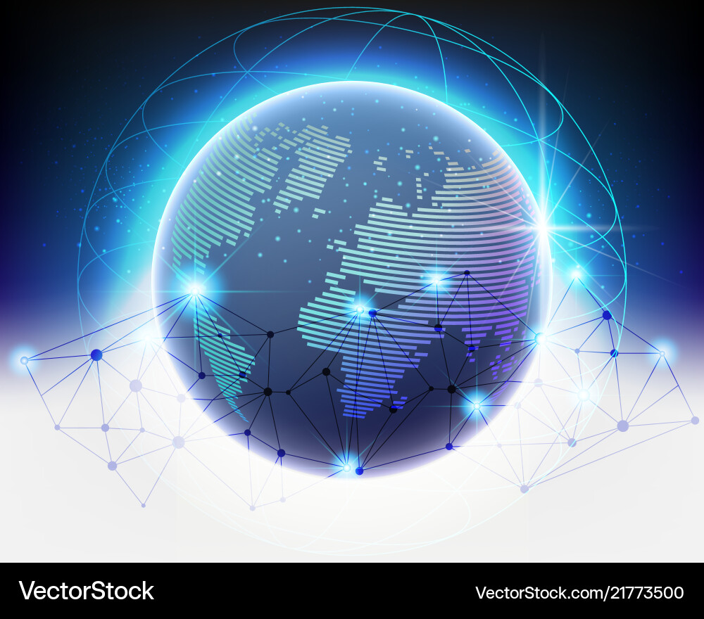 Wireframe global world cloud bigdata information Vector Image