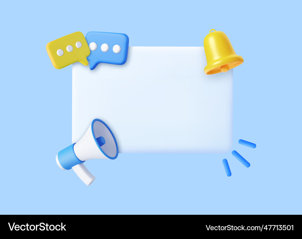 3d megaphone with speech bubble message 3d megaphone with speech bubble message vector image