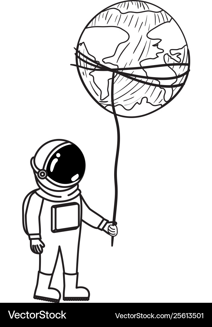 Astronaut with spacesuit and planet in white Astronaut with spacesuit and planet in white vector image