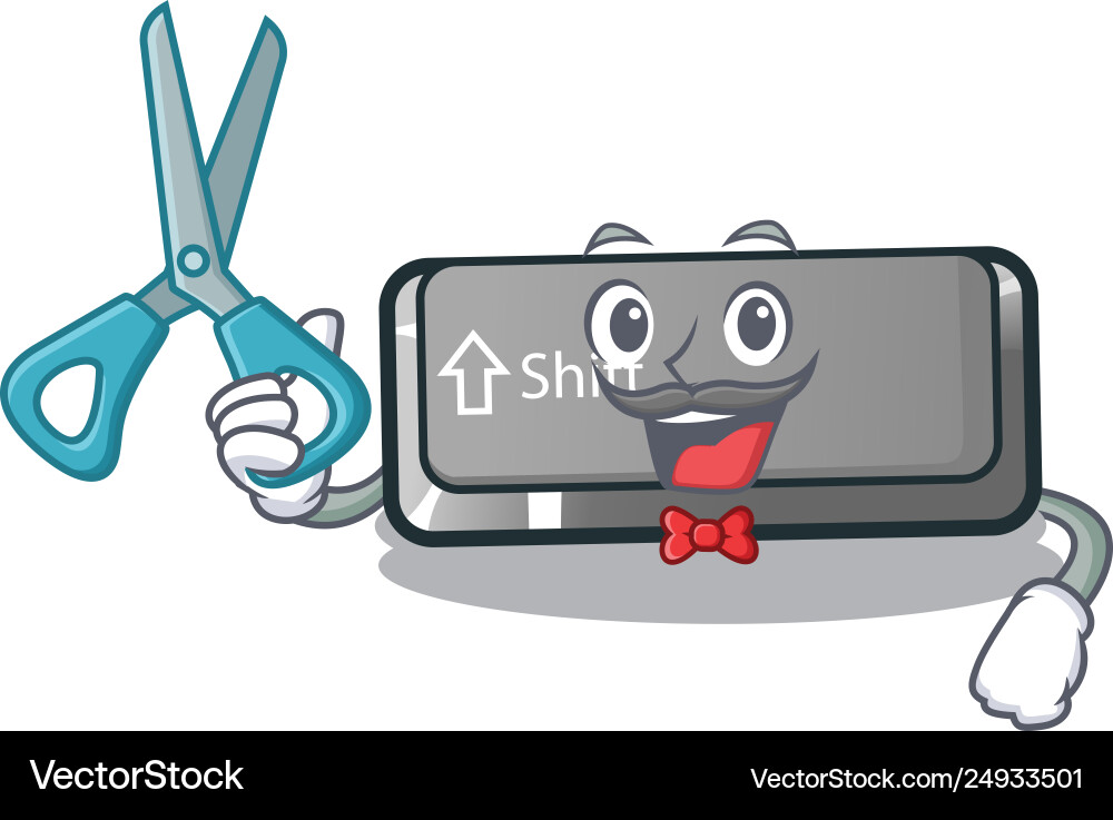 Barber button shift isolated with character Vector Image