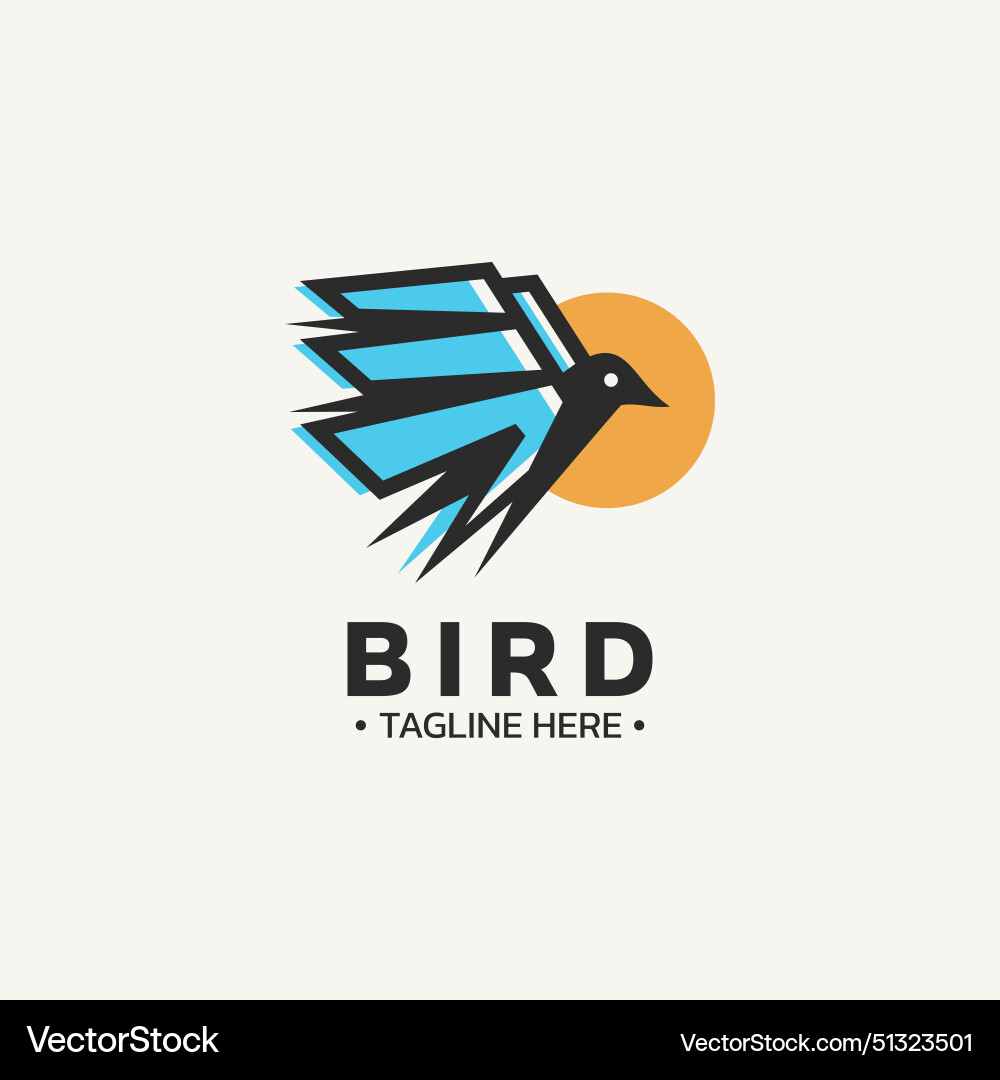 Bird logo design with simple color and line style vector image