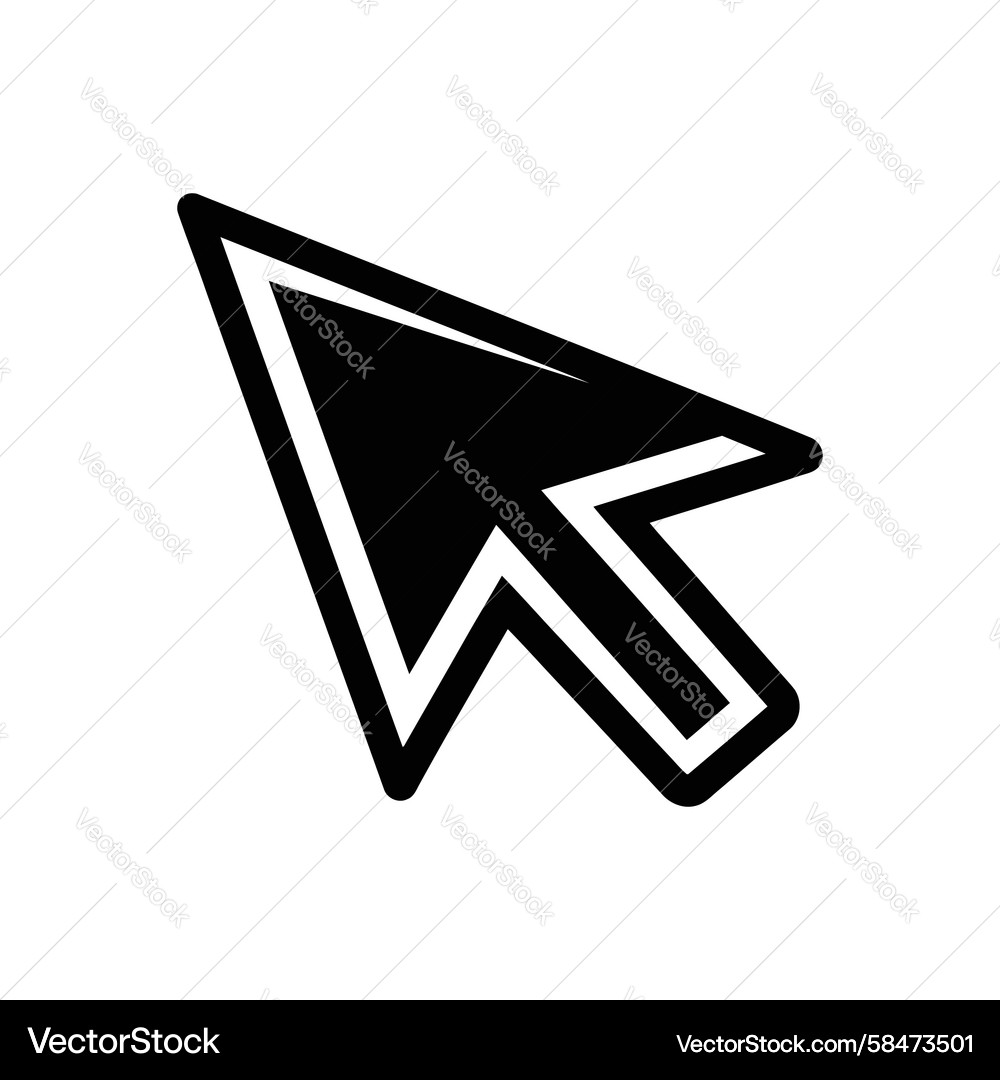 Black and White Computer Pointer Arrow Icon Vector Image